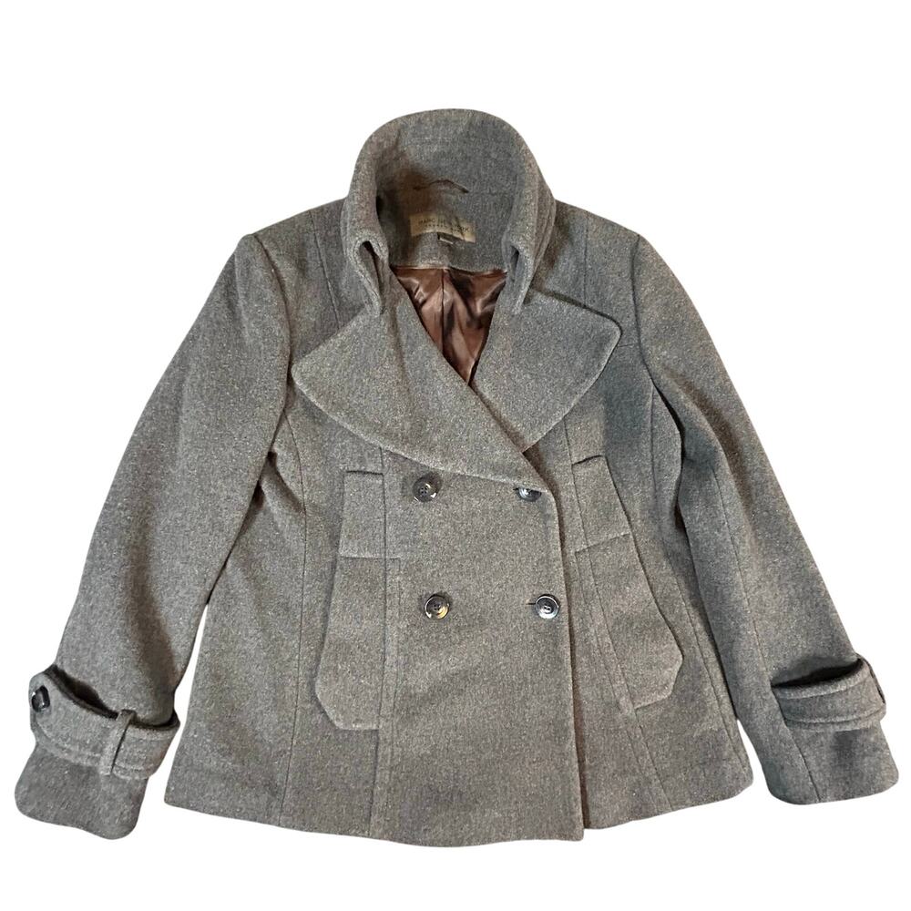Andrew Marc New York Wool Double Breasted Pea‎ Coat Jacket Charcoal Size 8